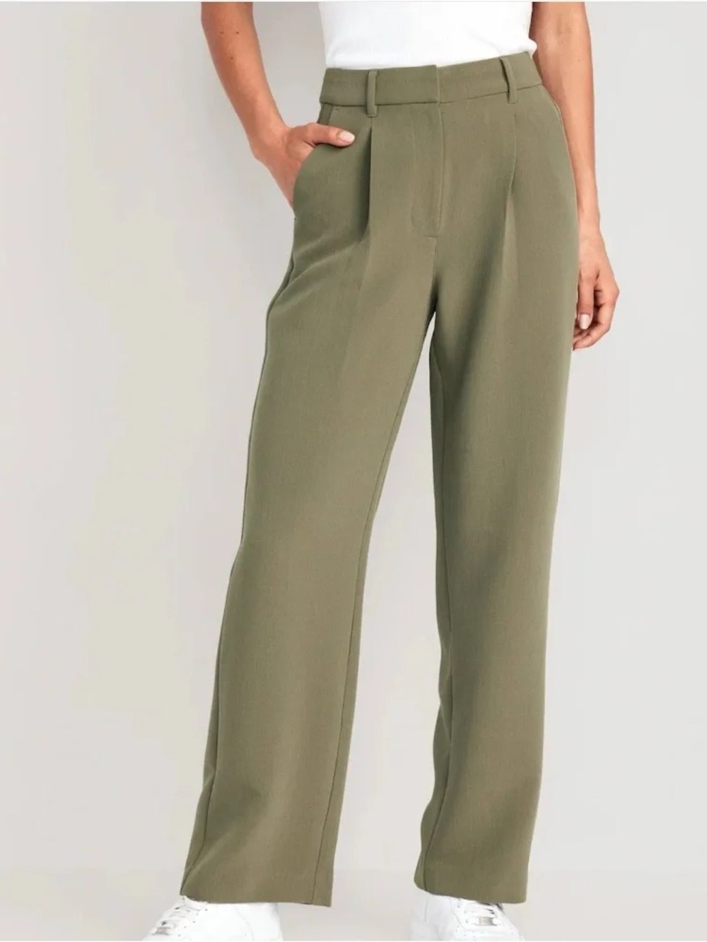 Old Navy Olive Green Wide-Leg Dress Pants